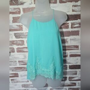 Women's Aqua Lace-Hem Tank Top